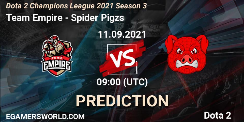 Pronósticos Team Empire - Spider Pigzs. 11.09.21. Dota 2 Champions League 2021 Season 3 - Dota 2