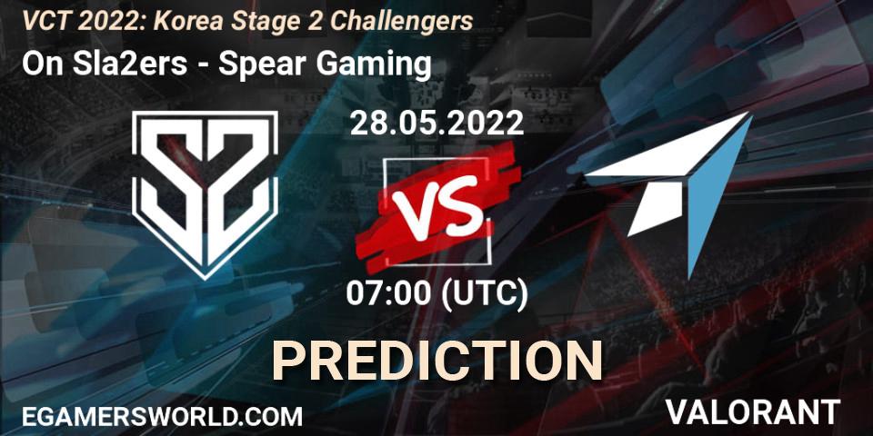 Pronósticos On Sla2ers - Spear Gaming. 28.05.2022 at 07:00. VCT 2022: Korea Stage 2 Challengers - VALORANT