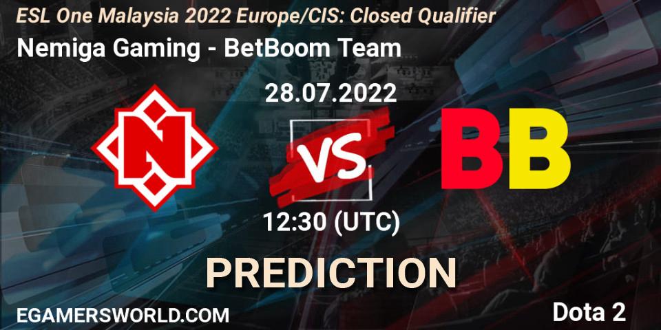 Pronósticos Nemiga Gaming - BetBoom Team. 28.07.22. ESL One Malaysia 2022 Europe/CIS: Closed Qualifier - Dota 2
