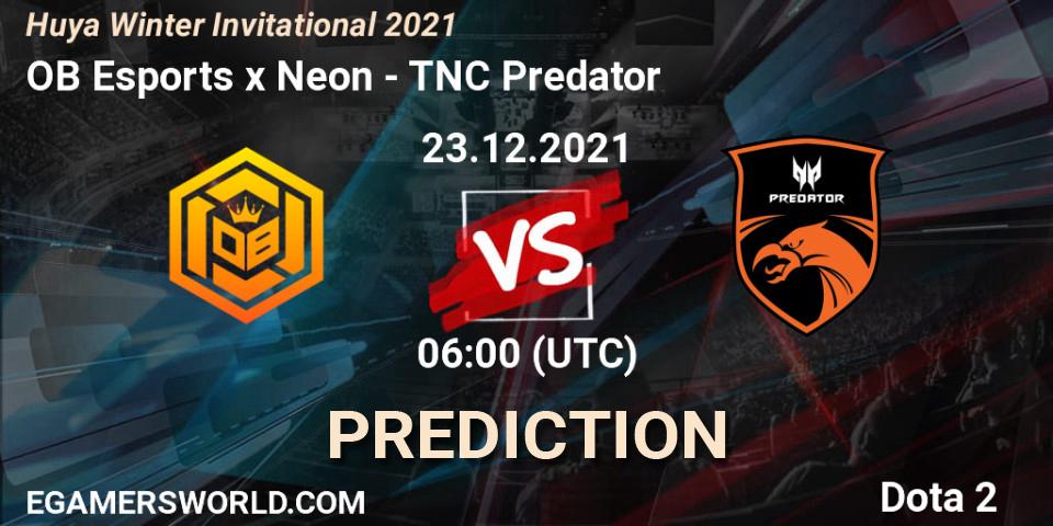Pronósticos OB Esports x Neon - TNC Predator. 27.12.2021 at 08:05. Huya Winter Invitational 2021 - Dota 2