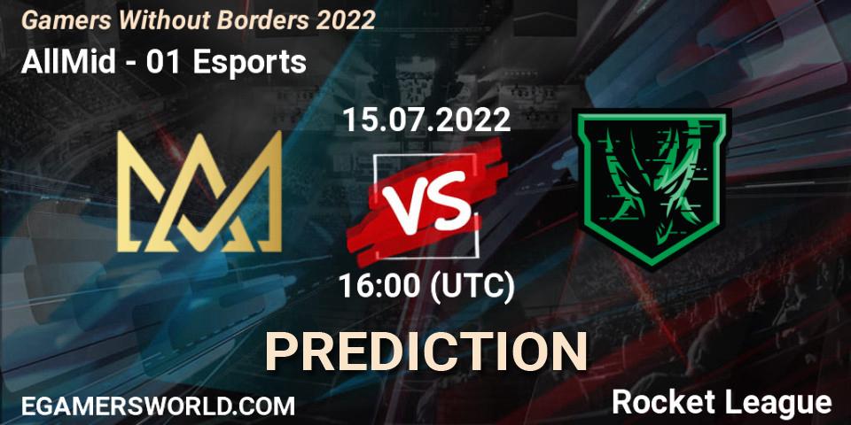 Pronósticos AllMid - 01 Esports. 15.07.2022 at 16:00. Gamers Without Borders 2022 - Rocket League
