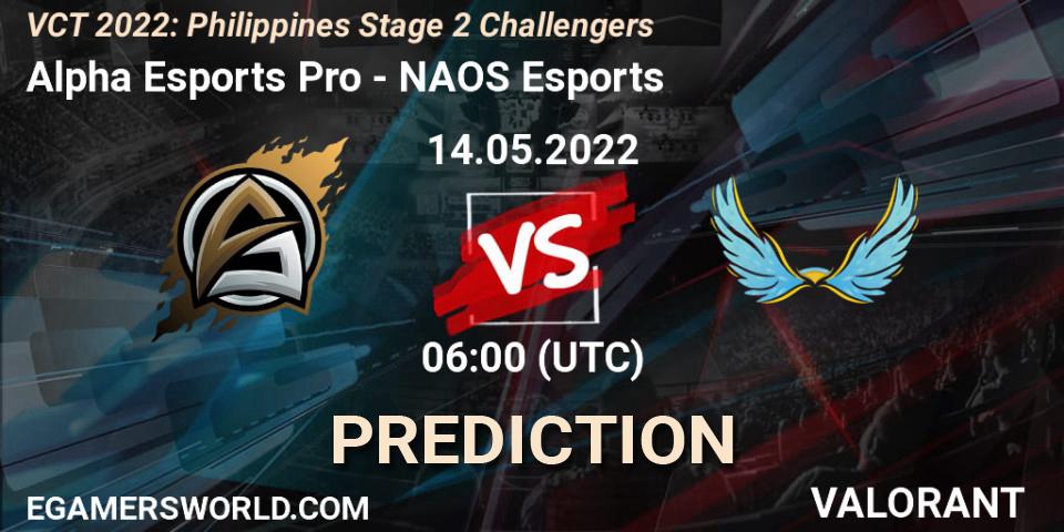 Pronósticos Alpha Esports Pro - NAOS Esports. 14.05.2022 at 06:00. VCT 2022: Philippines Stage 2 Challengers - VALORANT