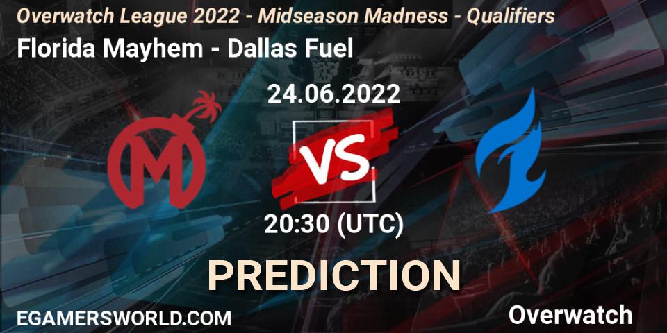 Pronósticos Florida Mayhem - Dallas Fuel. 24.06.22. Overwatch League 2022 - Midseason Madness - Qualifiers - Overwatch