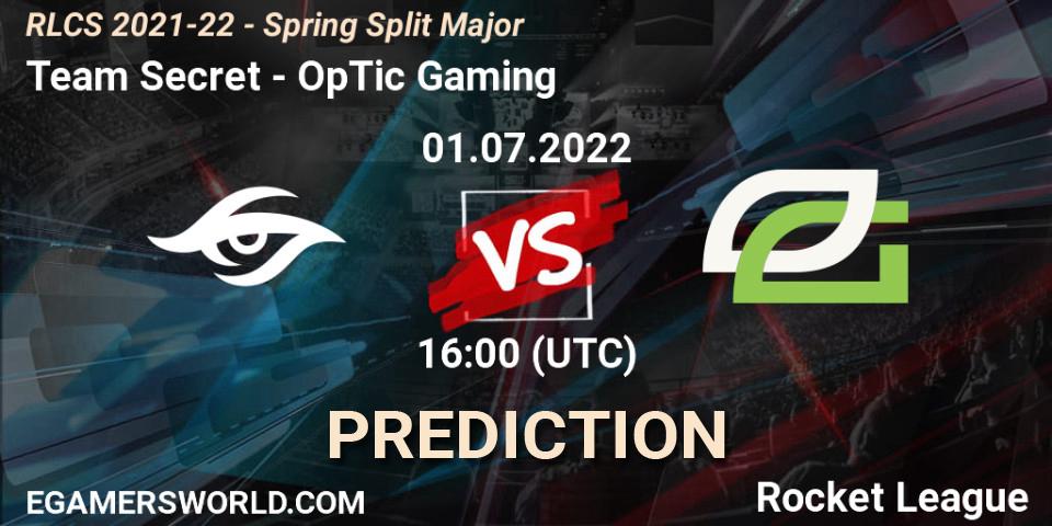 Pronósticos Team Secret - OpTic Gaming. 01.07.22. RLCS 2021-22 - Spring Split Major - Rocket League
