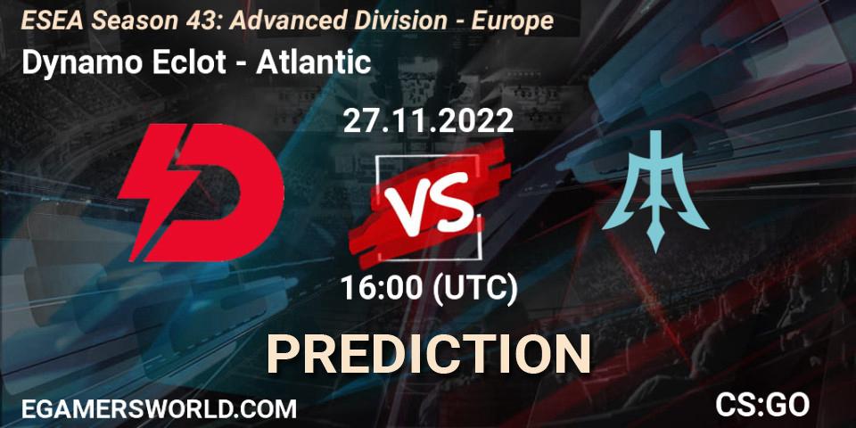 Pronósticos Dynamo Eclot - Atlantic. 27.11.22. ESEA Season 43: Advanced Division - Europe - CS2 (CS:GO)