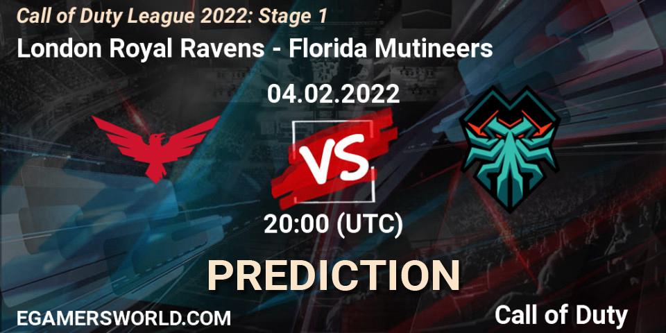 Pronósticos London Royal Ravens - Florida Mutineers. 04.02.22. Call of Duty League 2022: Stage 1 - Call of Duty