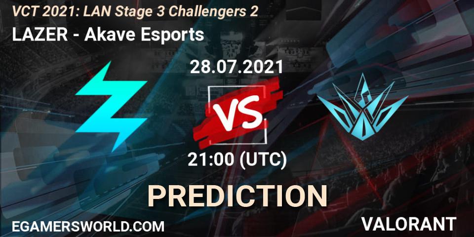 Pronósticos LAZER - Akave Esports. 28.07.2021 at 21:00. VCT 2021: LAN Stage 3 Challengers 2 - VALORANT