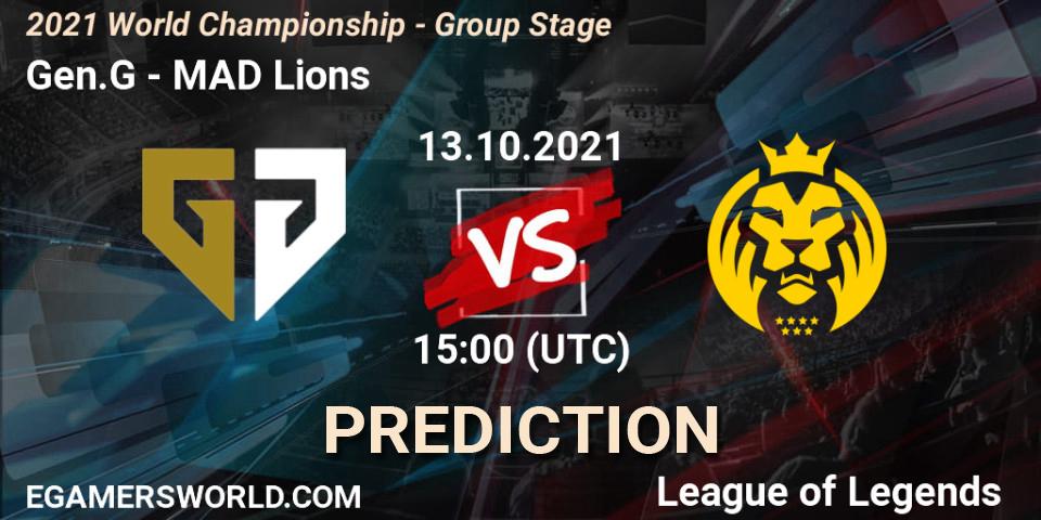 Pronósticos Gen.G - MAD Lions. 18.10.2021 at 11:00. 2021 World Championship - Group Stage - LoL