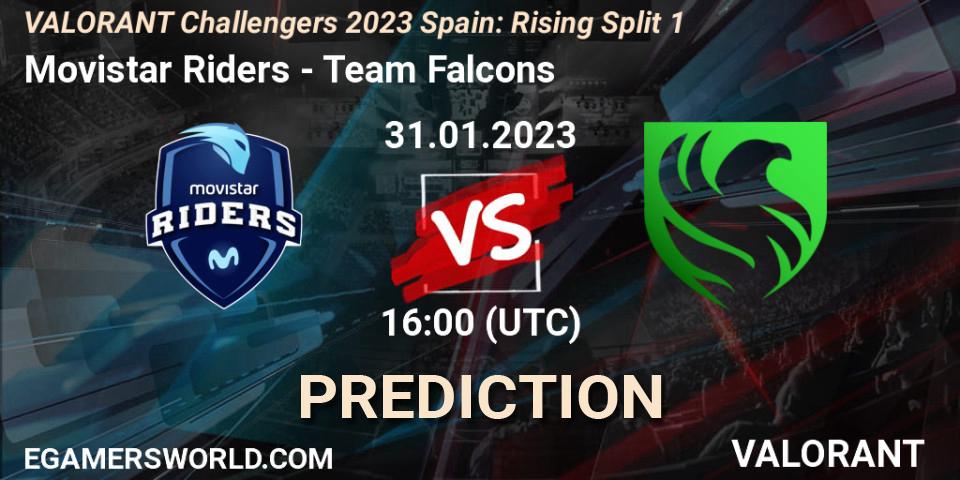 Pronósticos Movistar Riders - Falcons. 31.01.2023 at 16:00. VALORANT Challengers 2023 Spain: Rising Split 1 - VALORANT