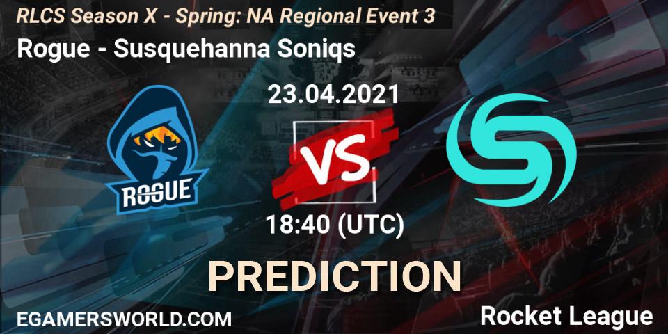 Pronósticos Rogue - Susquehanna Soniqs. 23.04.2021 at 19:00. RLCS Season X - Spring: NA Regional Event 3 - Rocket League