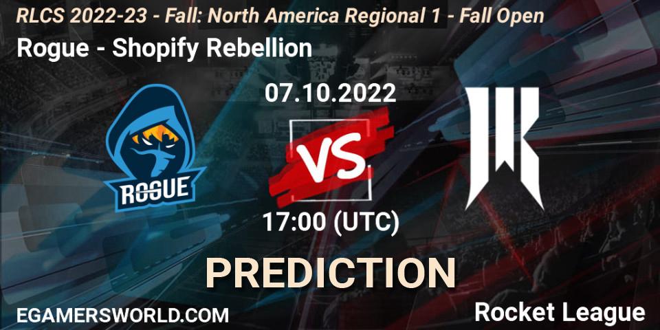 Pronósticos Rogue - Shopify Rebellion. 07.10.22. RLCS 2022-23 - Fall: North America Regional 1 - Fall Open - Rocket League