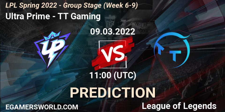 Pronósticos Ultra Prime - TT Gaming. 09.03.2022 at 09:00. LPL Spring 2022 - Group Stage (Week 6-9) - LoL