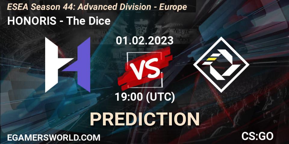 Pronósticos HONORIS - The Dice. 01.02.23. ESEA Season 44: Advanced Division - Europe - CS2 (CS:GO)