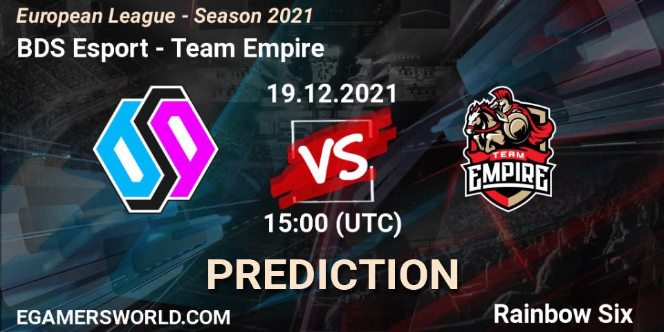 Pronósticos BDS Esport - Team Empire. 19.12.21. European League - Season 2021 - Rainbow Six