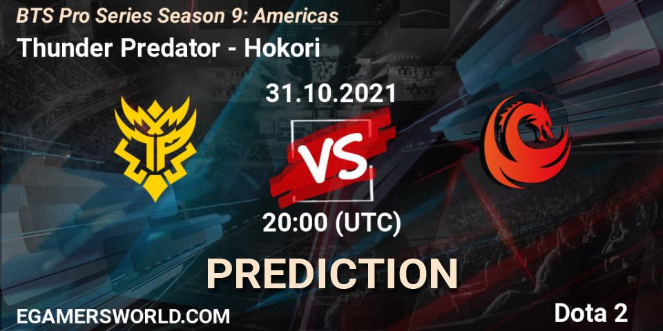Pronósticos Thunder Predator - Hokori. 30.10.21. BTS Pro Series Season 9: Americas - Dota 2