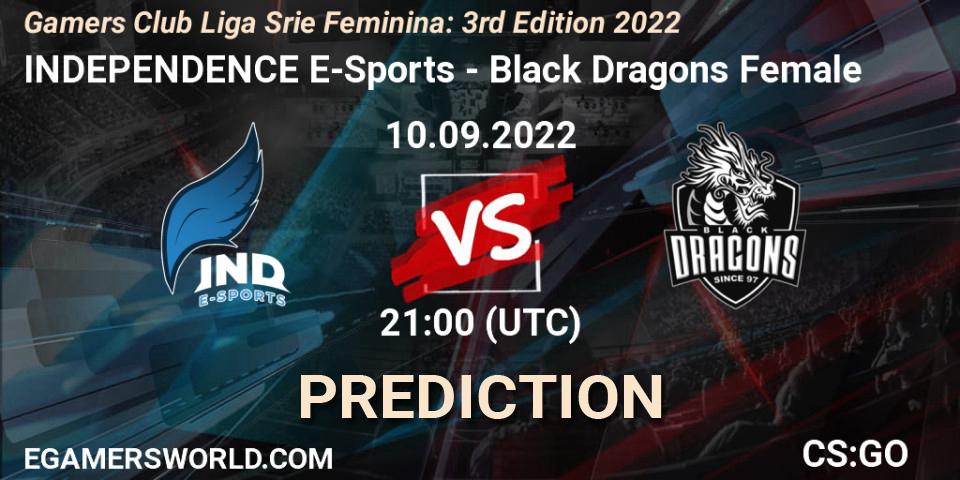 Pronósticos INDEPENDENCE E-Sports - Black Dragons Female. 10.09.2022 at 21:00. Gamers Club Liga Série Feminina: 3rd Edition 2022 - Counter-Strike (CS2)