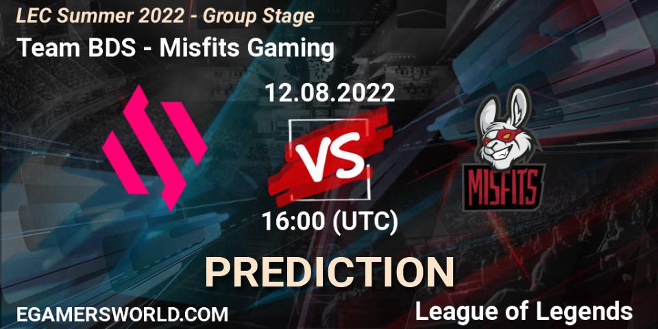 Pronósticos Team BDS - Misfits Gaming. 12.08.22. LEC Summer 2022 - Group Stage - LoL