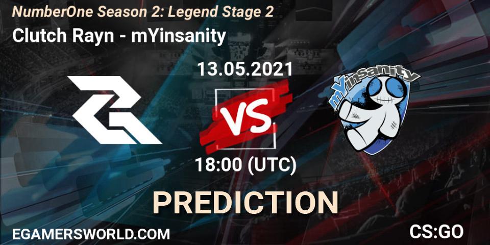 Pronósticos Clutch Rayn - mYinsanity. 18.05.2021 at 21:30. NumberOne Season 2: Legend Stage 2 - Counter-Strike (CS2)
