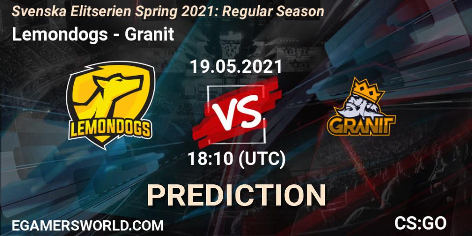 Pronósticos Lemondogs - Granit. 19.05.21. Svenska Elitserien Spring 2021: Regular Season - CS2 (CS:GO)