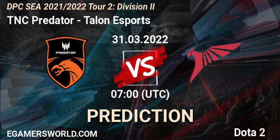 Pronósticos TNC Predator - Talon Esports. 31.03.2022 at 07:02. DPC 2021/2022 Tour 2: SEA Division II (Lower) - Dota 2