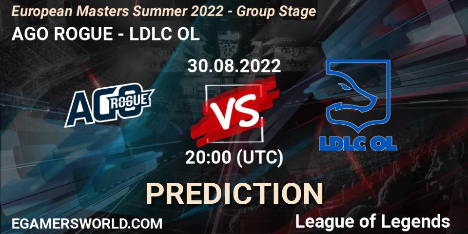 Pronósticos AGO ROGUE - LDLC OL. 30.08.2022 at 20:00. European Masters Summer 2022 - Group Stage - LoL