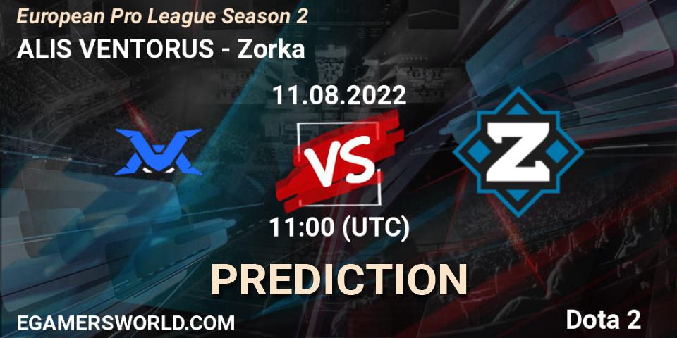 Pronósticos ALIS VENTORUS - Zorka. 11.08.22. European Pro League Season 2 - Dota 2