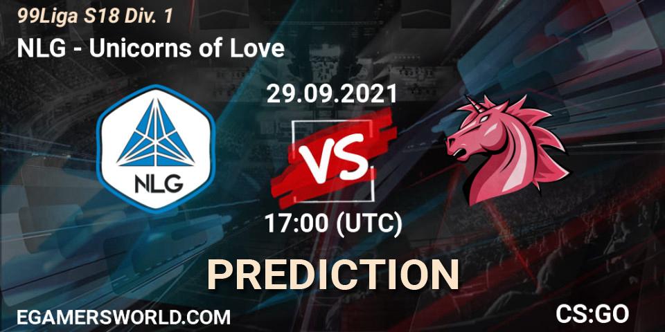 Pronósticos NLG - Unicorns of Love. 29.09.2021 at 17:00. 99Liga S18 Div. 1 - Counter-Strike (CS2)