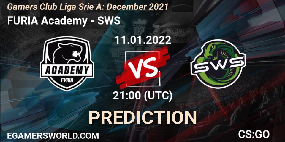 Pronósticos FURIA Academy - SWS. 11.01.2022 at 21:00. Gamers Club Liga Série A: December 2021 - Counter-Strike (CS2)