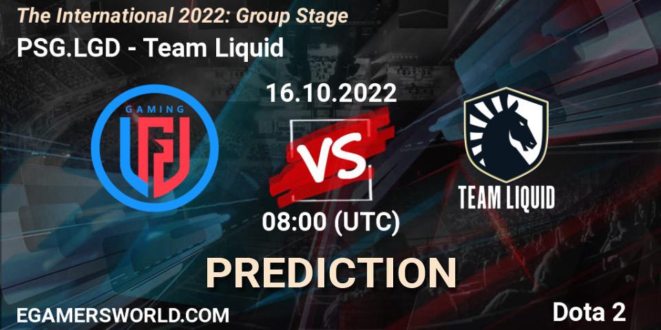 Pronósticos PSG.LGD - Team Liquid. 16.10.22. The International 2022: Group Stage - Dota 2