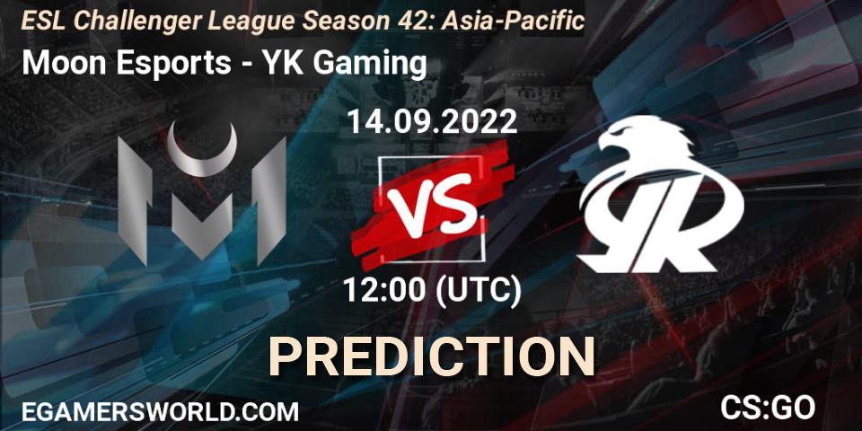 Pronósticos Moon Esports - YK Gaming. 14.09.22. ESL Challenger League Season 42: Asia-Pacific - CS2 (CS:GO)