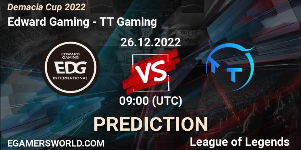 Pronósticos Edward Gaming - TT Gaming. 26.12.2022 at 09:00. Demacia Cup 2022 - LoL