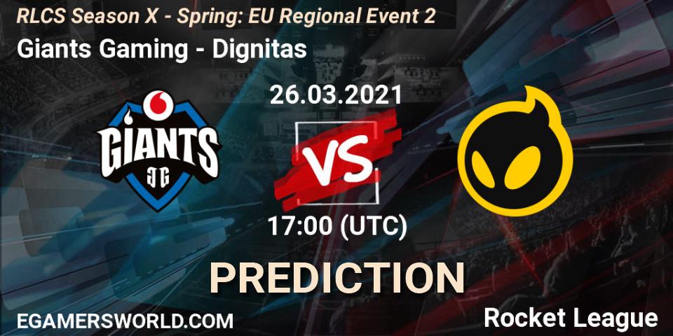 Pronósticos Giants Gaming - Dignitas. 26.03.2021 at 17:00. RLCS Season X - Spring: EU Regional Event 2 - Rocket League