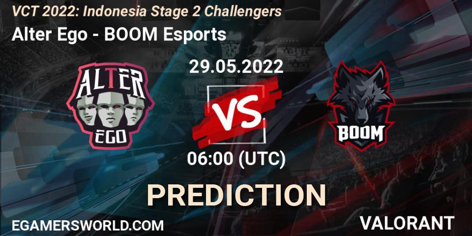 Pronósticos Alter Ego - BOOM Esports. 29.05.2022 at 06:00. VCT 2022: Indonesia Stage 2 Challengers - VALORANT