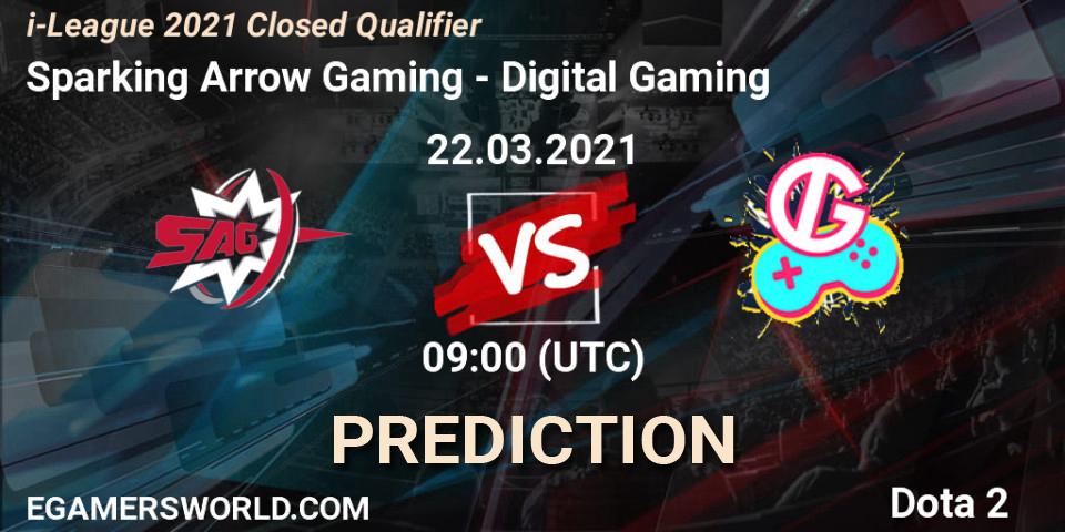 Pronósticos Sparking Arrow Gaming - Digital Gaming. 22.03.2021 at 09:11. i-League 2021 Closed Qualifier - Dota 2