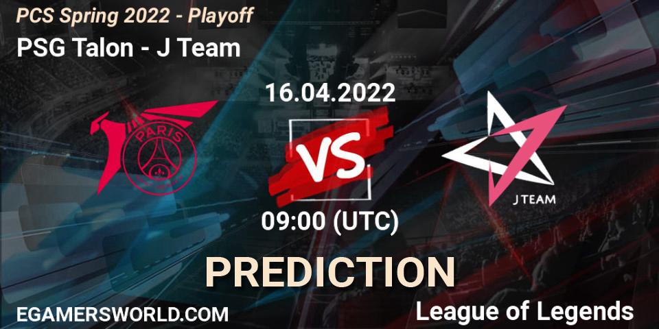 Pronósticos PSG Talon - J Team. 16.04.2022 at 09:00. PCS Spring 2022 - Playoff - LoL