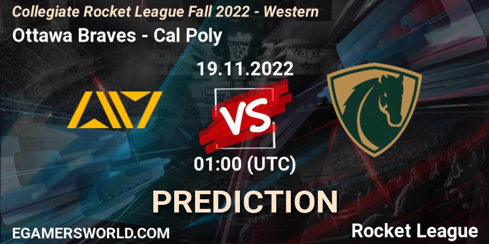 Pronósticos Ottawa Braves - Cal Poly. 19.11.2022 at 02:00. Collegiate Rocket League Fall 2022 - Western - Rocket League