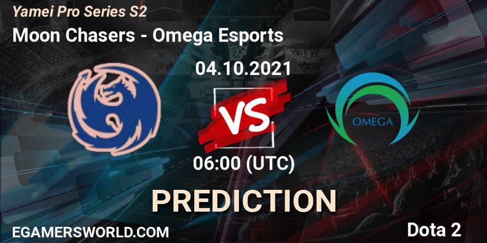 Pronósticos Moon Chasers - Omega Esports. 04.10.2021 at 06:08. Yamei Pro Series S2 - Dota 2