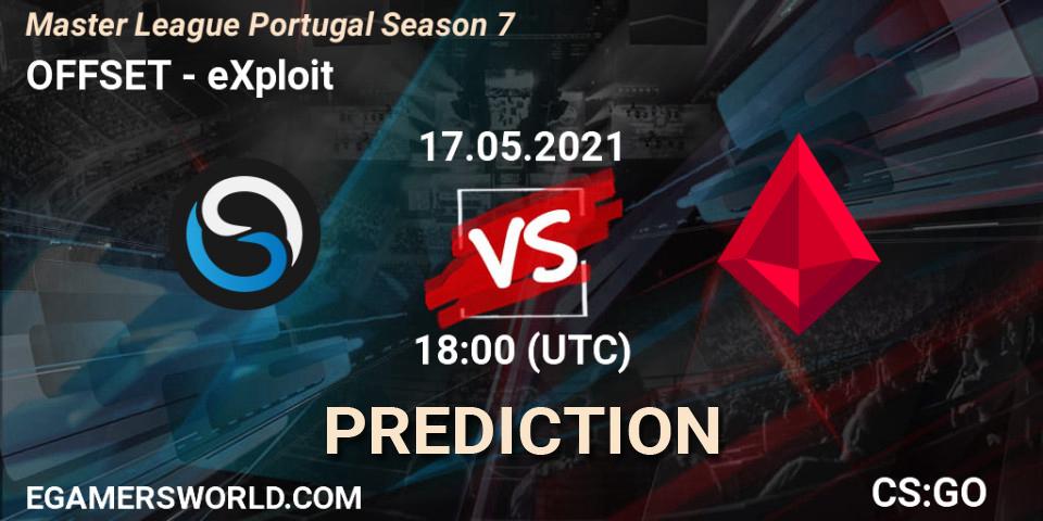 Pronósticos OFFSET - eXploit. 17.05.2021 at 18:00. Master League Portugal Season 7 - Counter-Strike (CS2)