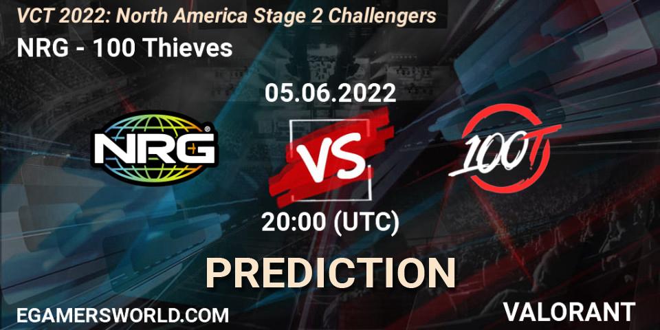 Pronósticos NRG - 100 Thieves. 05.06.22. VCT 2022: North America Stage 2 Challengers - VALORANT