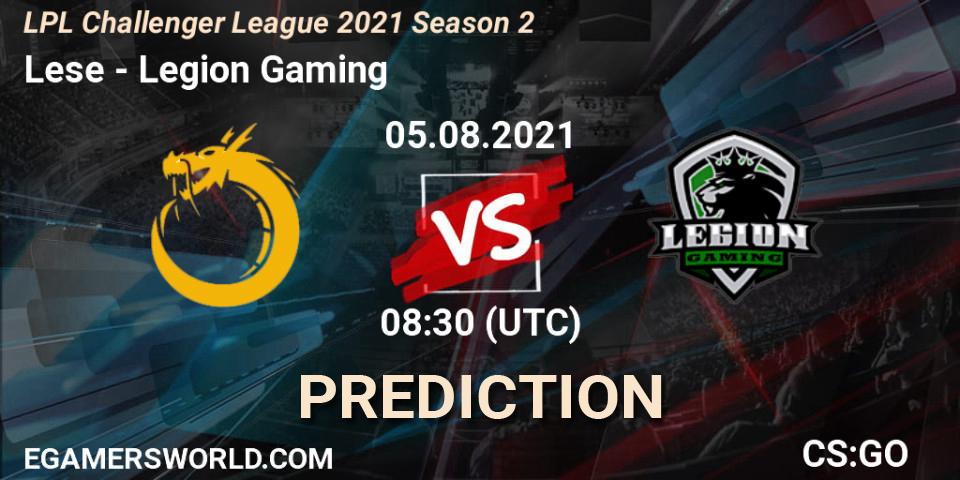 Pronósticos Lese - Legion Gaming. 05.08.2021 at 08:30. LPL Challenger League 2021 Season 2 - Counter-Strike (CS2)