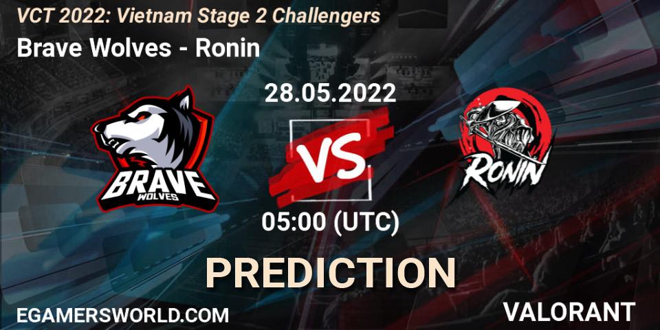 Pronósticos Brave Wolves - Ronin. 28.05.2022 at 08:30. VCT 2022: Vietnam Stage 2 Challengers - VALORANT