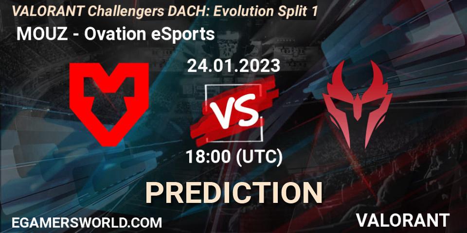 Pronósticos MOUZ - Ovation eSports. 24.01.2023 at 18:00. VALORANT Challengers 2023 DACH: Evolution Split 1 - VALORANT