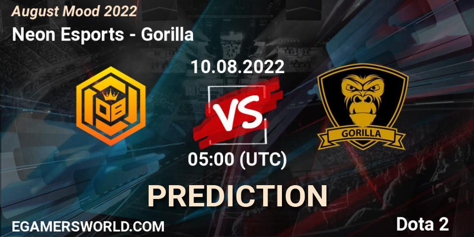 Pronósticos Neon Esports - Gorilla. 10.08.2022 at 05:09. August Mood 2022 - Dota 2