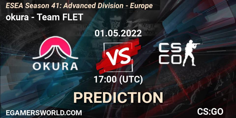 Pronósticos okura - Team FLET. 01.05.2022 at 17:00. ESEA Season 41: Advanced Division - Europe - Counter-Strike (CS2)