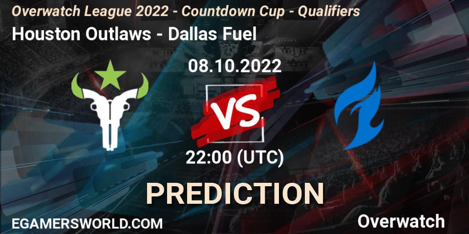 Pronósticos Houston Outlaws - Dallas Fuel. 08.10.22. Overwatch League 2022 - Countdown Cup - Qualifiers - Overwatch