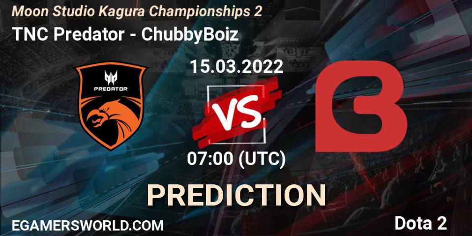 Pronósticos TNC Predator - ChubbyBoiz. 15.03.2022 at 06:07. Moon Studio Kagura Championships 2 - Dota 2