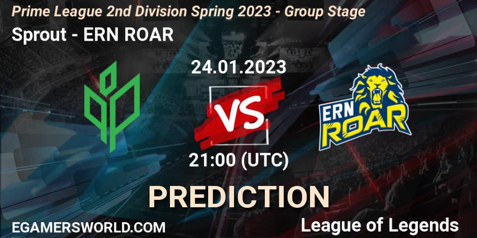Pronósticos Sprout - ERN ROAR. 24.01.2023 at 21:00. Prime League 2nd Division Spring 2023 - Group Stage - LoL
