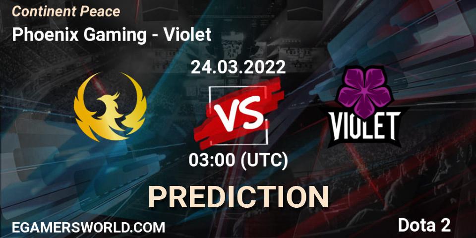 Pronósticos Phoenix Gaming - Violet. 24.03.22. Continent Peace - Dota 2