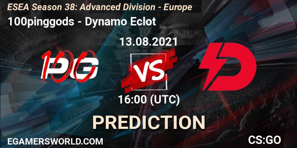 Pronósticos 100pinggods - Dynamo Eclot. 13.08.2021 at 16:00. ESEA Season 38: Advanced Division - Europe - Counter-Strike (CS2)