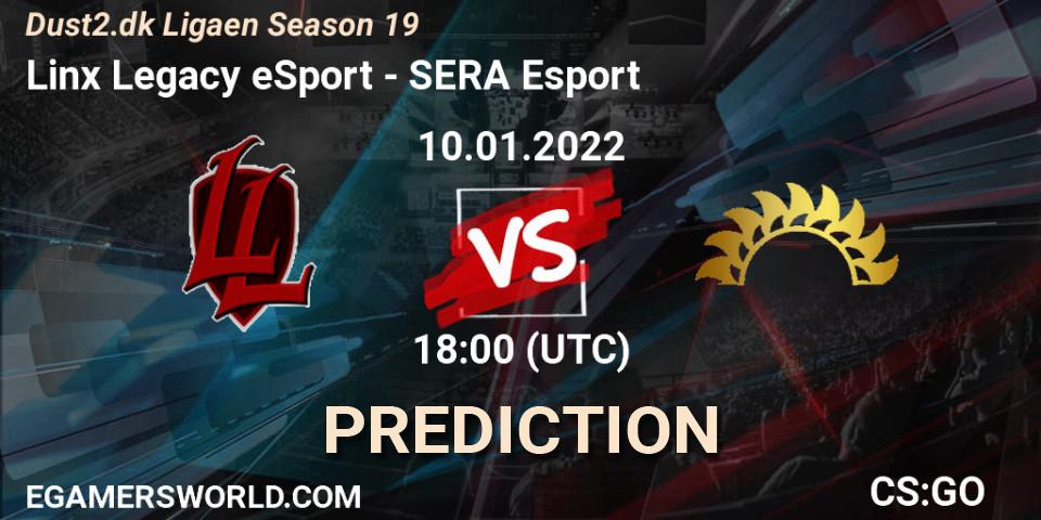 Pronósticos Linx Legacy eSport - SERA Esport. 10.01.2022 at 18:00. Dust2.dk Ligaen Season 19 - Counter-Strike (CS2)